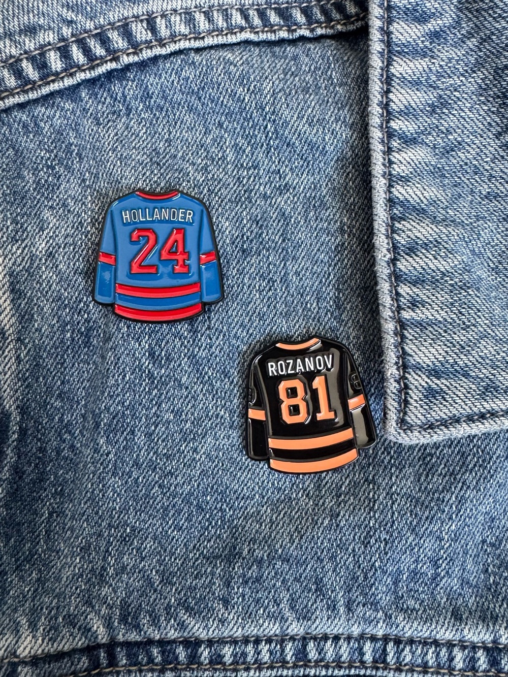 Hollander and Rozanov Hockey Jersey Enamel Pin